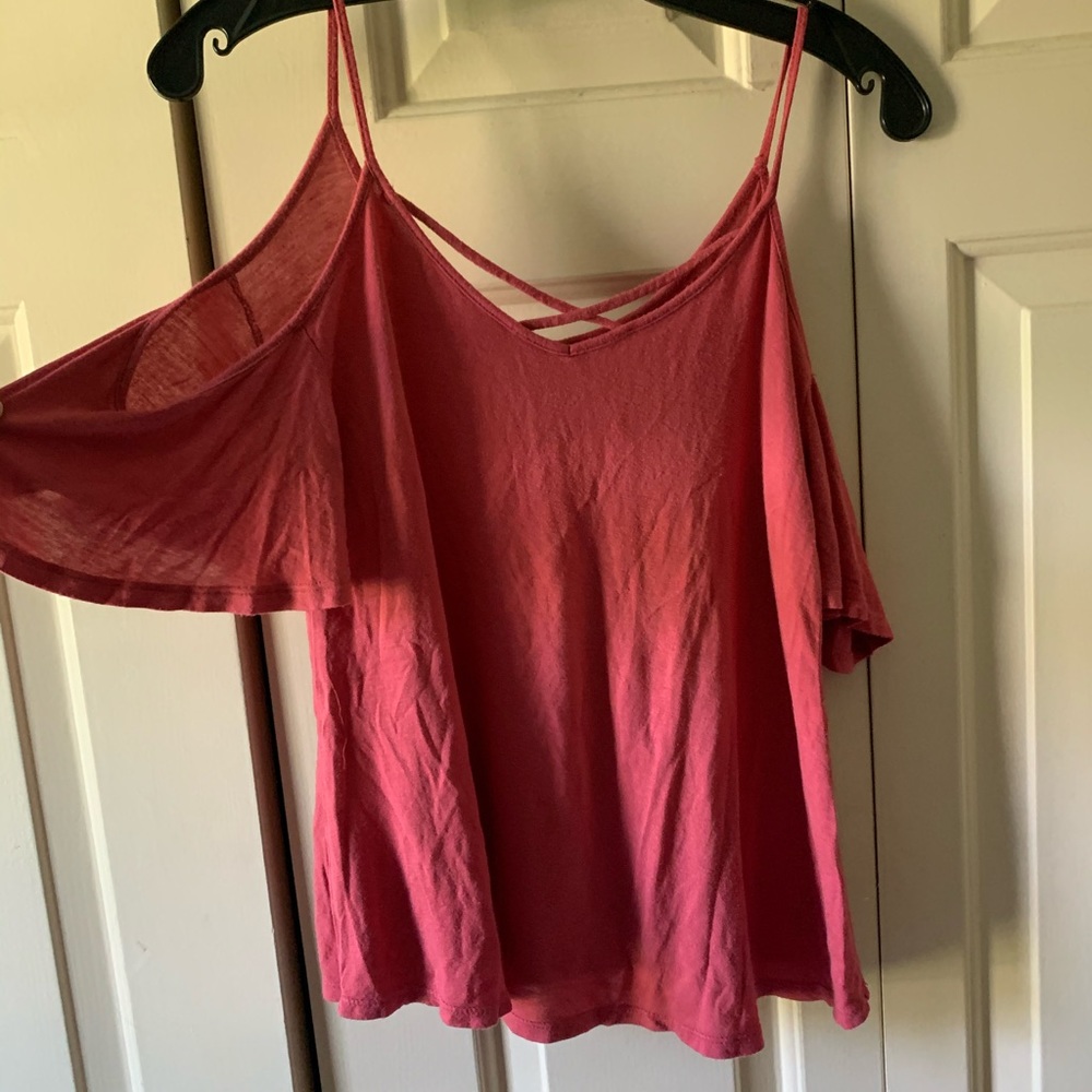 Simple red tank top - off the shoulder shirt